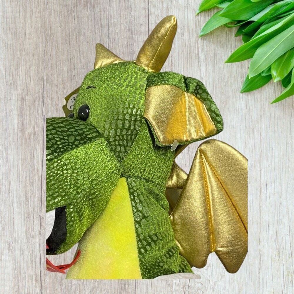 Build A Bear BAB FIRE BREATHING Large 20” Green Dragon Plush KUNG FU KARATE BELT - Picture 6 of 9